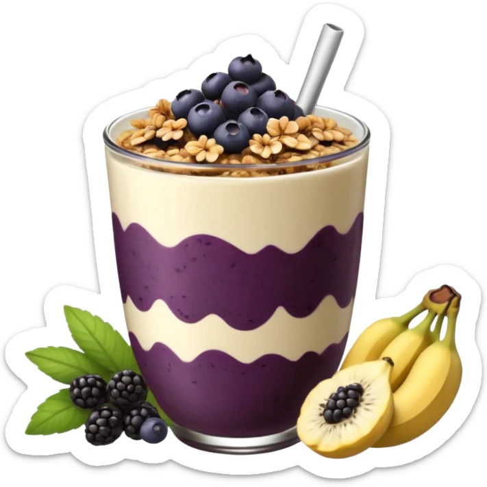 Vaso con açai, que lleve granola plátano arándanos y frutillas sticker