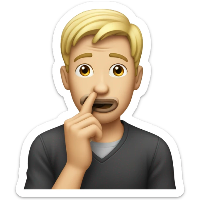 guy telling you to be quiet with finger in front of his mouth as a sign to be quiet sticker