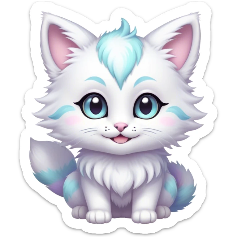 Kawaii bright fantasy pastel ethereal anthro feline fursona animal creature sticker