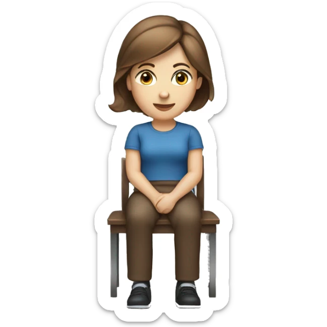 paleskin-woman-brown-hair-blue-eyes-sitting-chair sticker