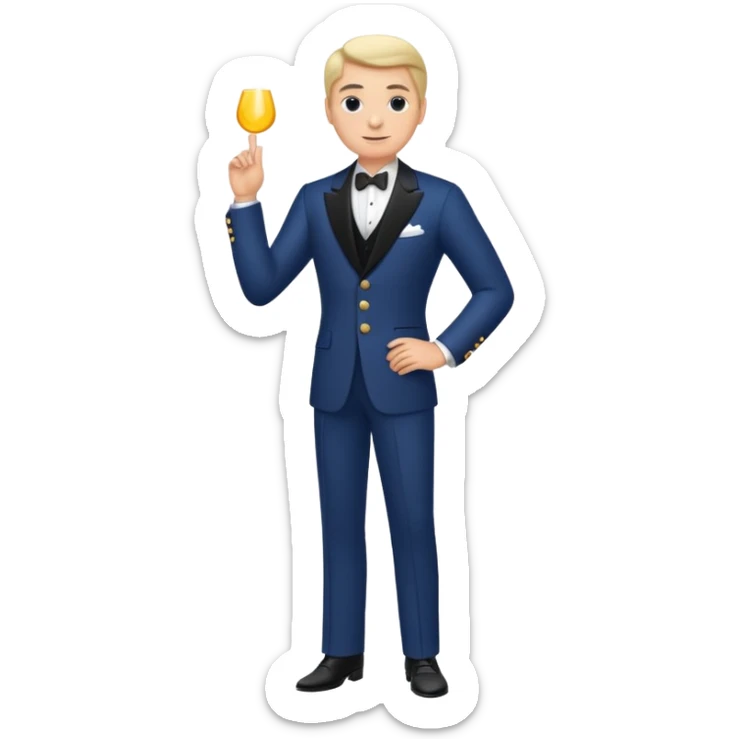 full body classic American aristocrat, slicked hair, confident pose, emoji style sticker