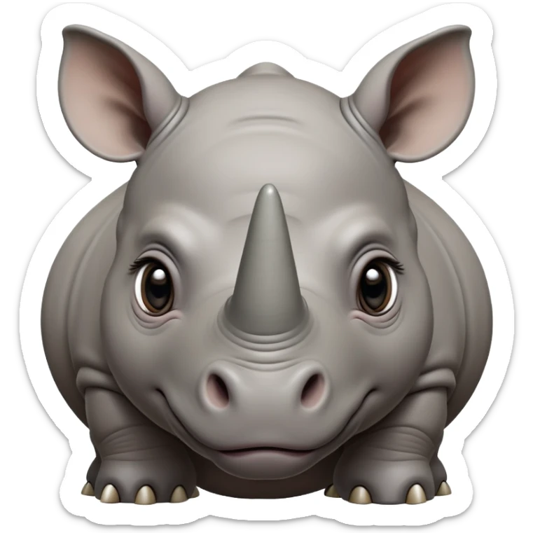 cinematic-noble-baby rhinoceros-portrait-emoji,-poised-and-regal,-with-a-massive,-powerful-build-and-a-thick,-deep-set-soulful-piercing-eyes,-simplified-yet-sharp-and-sophisticated-features,-highly-detailed, large eyes sticker