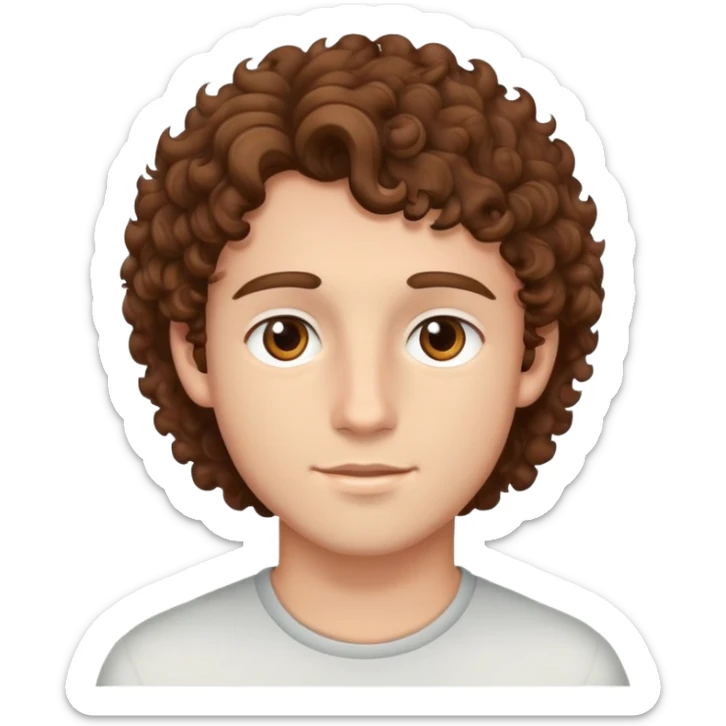 good looking young adult boy with brown curly hair and brown eyes sticker