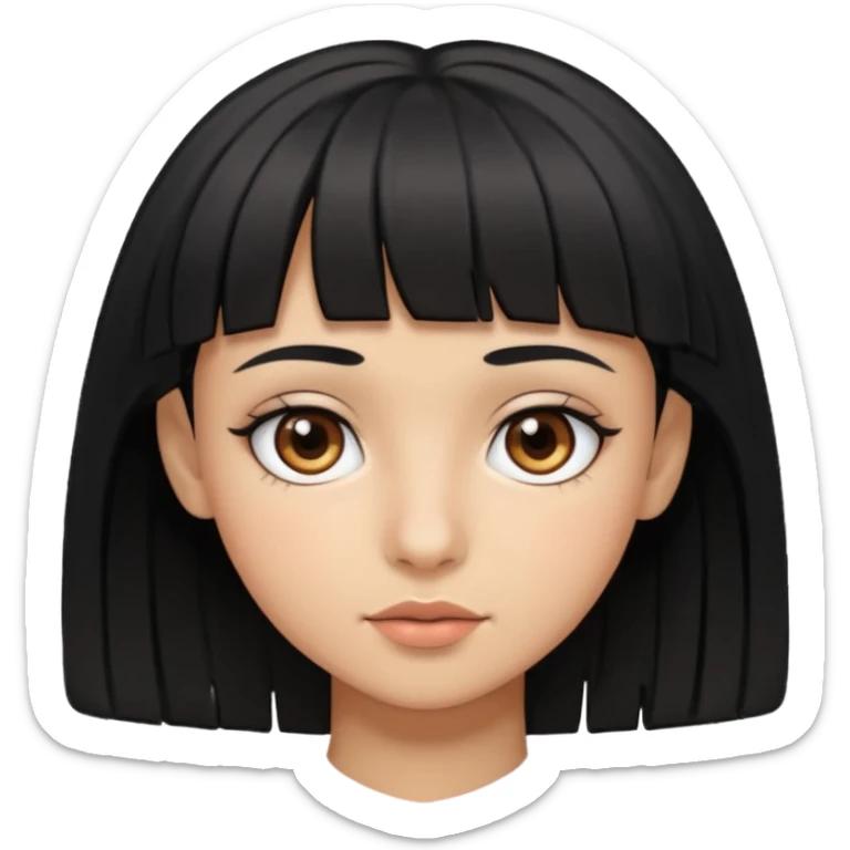 Girl with layered black hair and micro bangs with brown eyes and tan skin  sticker