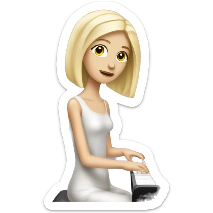  skinny slavic blonde girl at the piano sticker