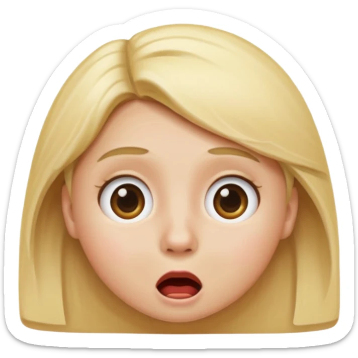 shocked blonde emoji, apple emoji style, round face, raised eyebrows, mouth agape, minimal, no text sticker
