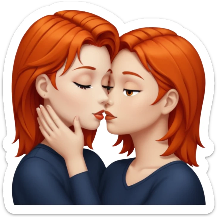 intimate kiss by the window girl with dark orange hair sticker