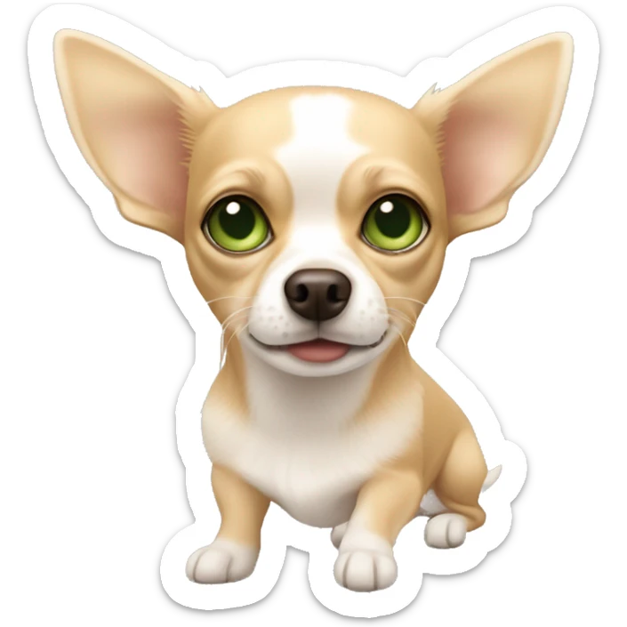 Light brown and white chihuahua with a blonde girl green eyes  sticker