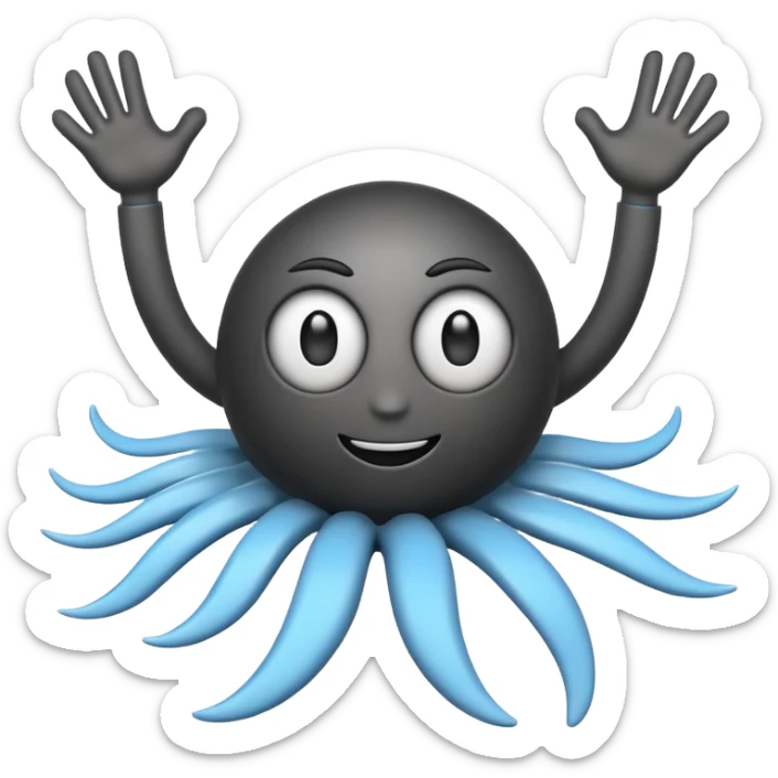 simple professional cyclone emoji with cartoon eyes, black arms and legs, polished emoji style, suitable for company logo sticker