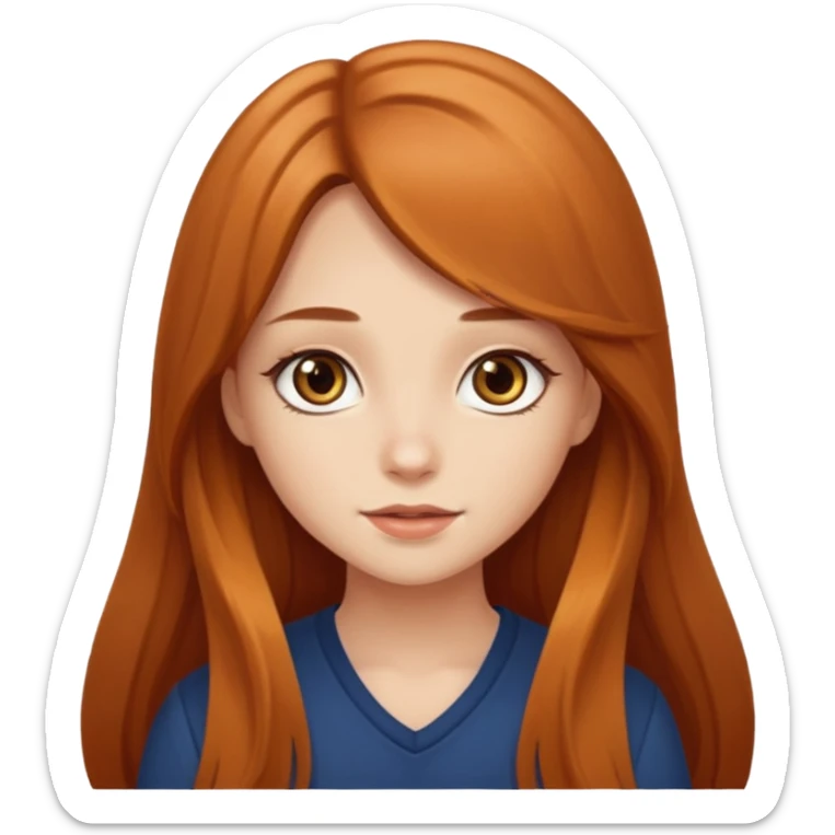 Cute girl with auburn very long hair caramel eye sticker