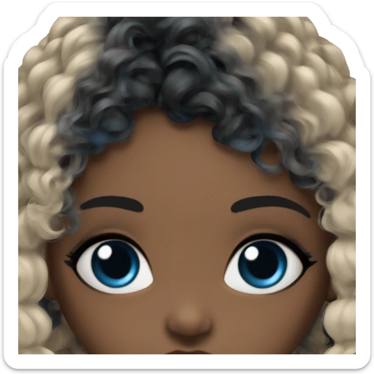 ocean brown doll eyes, black hair, feminine, blue, girl, angelic sticker