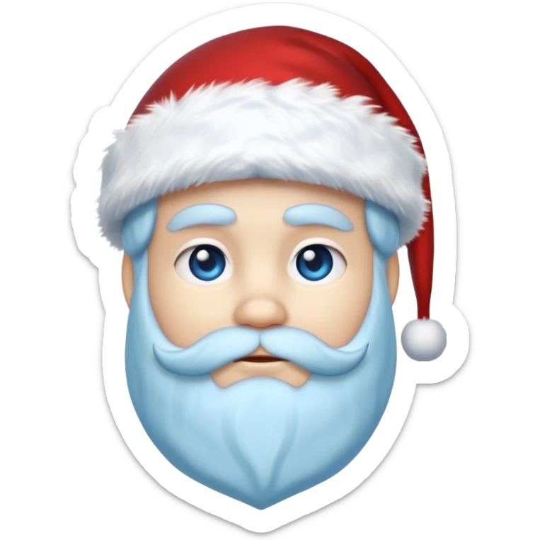 Fantasy human emoji portrait, Santa Claus hat with icy frost, simple winter mantle with icy blue fur trim and crimson inner fabric, northern winter aesthetic, calm heroic expression, clean flat emoji design, male/female variant
 sticker