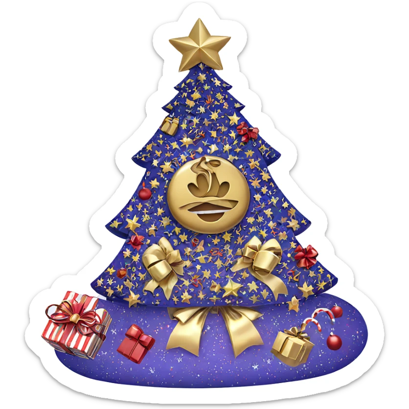 christmas gift box with bow sticker