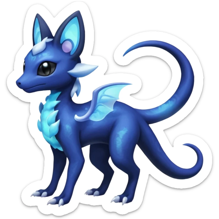 Nebulae Spooky Spectral Salandit-Meowstic-Noibat-Fakémon-hybrid-creature (full body)  sticker