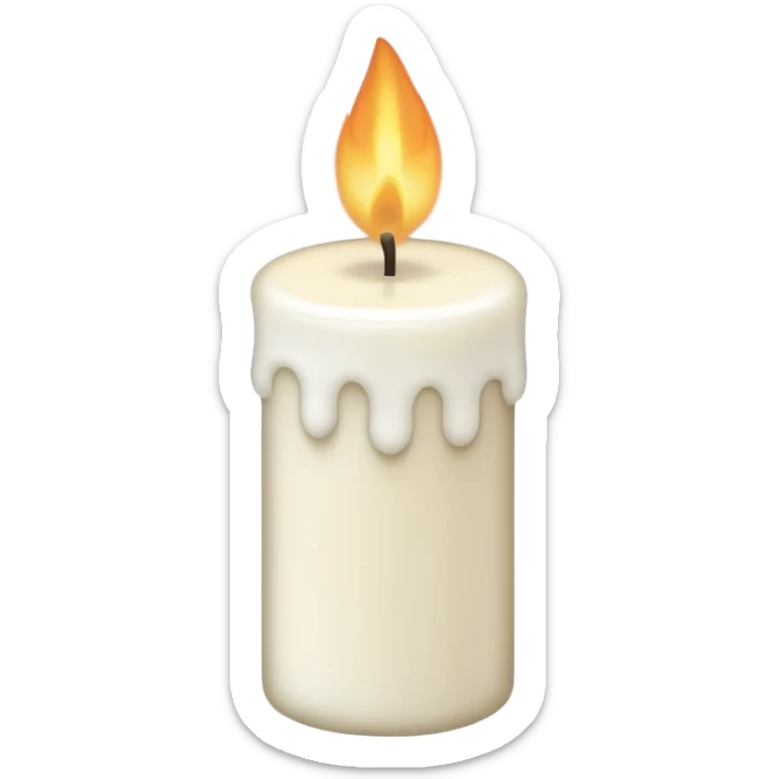 A simple emoji-style illustration of a candle with no flame, the wick slightly burnt, and a small amount of light smoke rising, minimal design, flat emoji look sticker