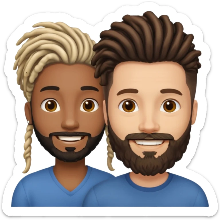 Couple emoji -WHITE with man with beard, BLACK FEMALEwith mid length locs sticker