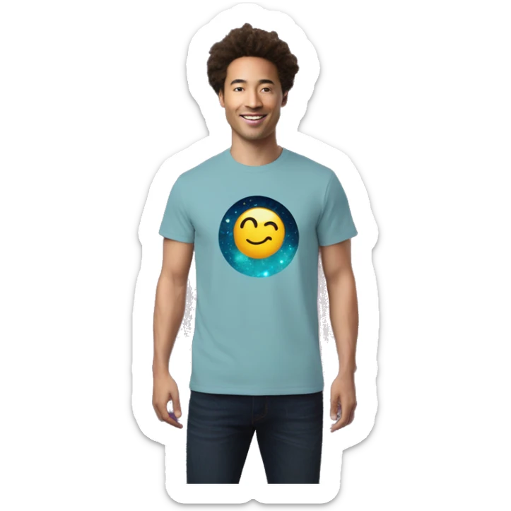 Person wearing T shirt with nebulas galaxies and constellations t shirt sticker