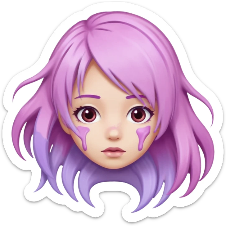 messy tubes of pastel pink and lilac hair dye, dye oozing out sticker