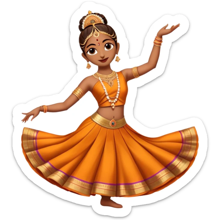 cinematic-realistic-bharatanatyam-dance-emoji,-depicted-as-an-elegant-classical-indian-dance-performance-with-graceful-poses,-intricate-costumes,-and-expressive-hand-gestures,-rendered-with-rich-textures-and-warm-dramatic-lighting, single dancer sticker