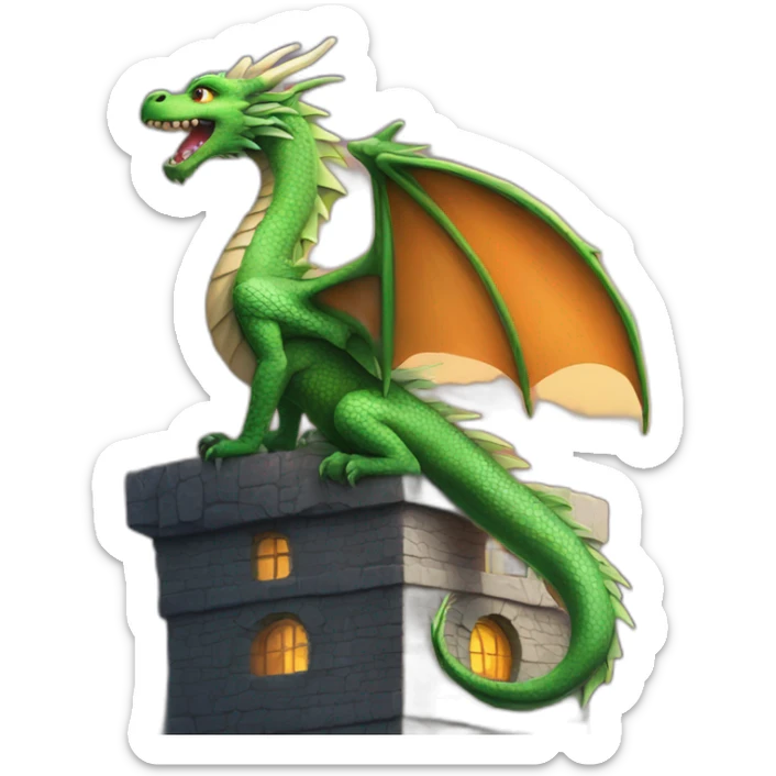 dragon sitting on the tower sticker