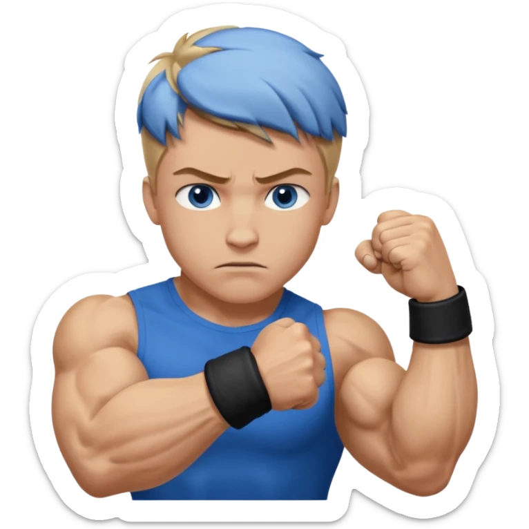 DIRTY BLONDE HAIR BLUE EYES BIG BICEPS FOR ARM WRESTLING YOUNG MAN sticker
