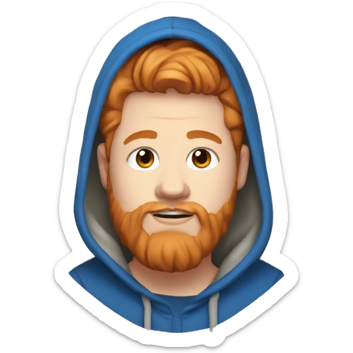 Fat streamer with ginger hair and beard named caseoh wearing blue hooded jumper sticker