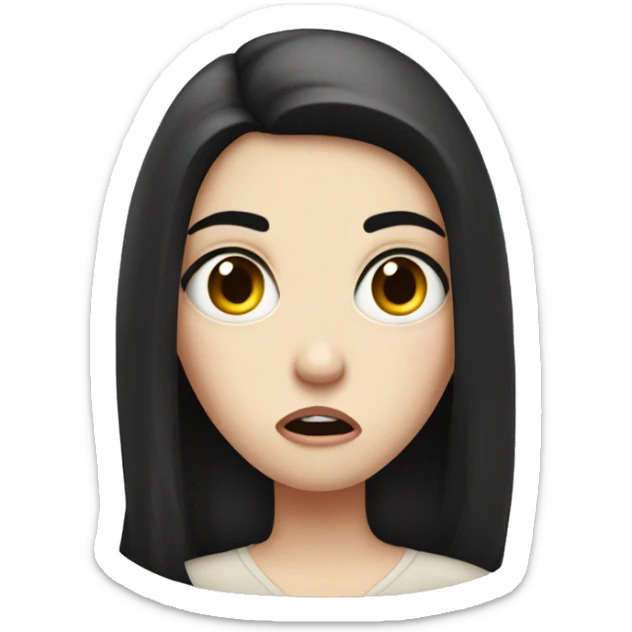 Totally shocked and slightly disgusted, pale girl with dark hair  sticker