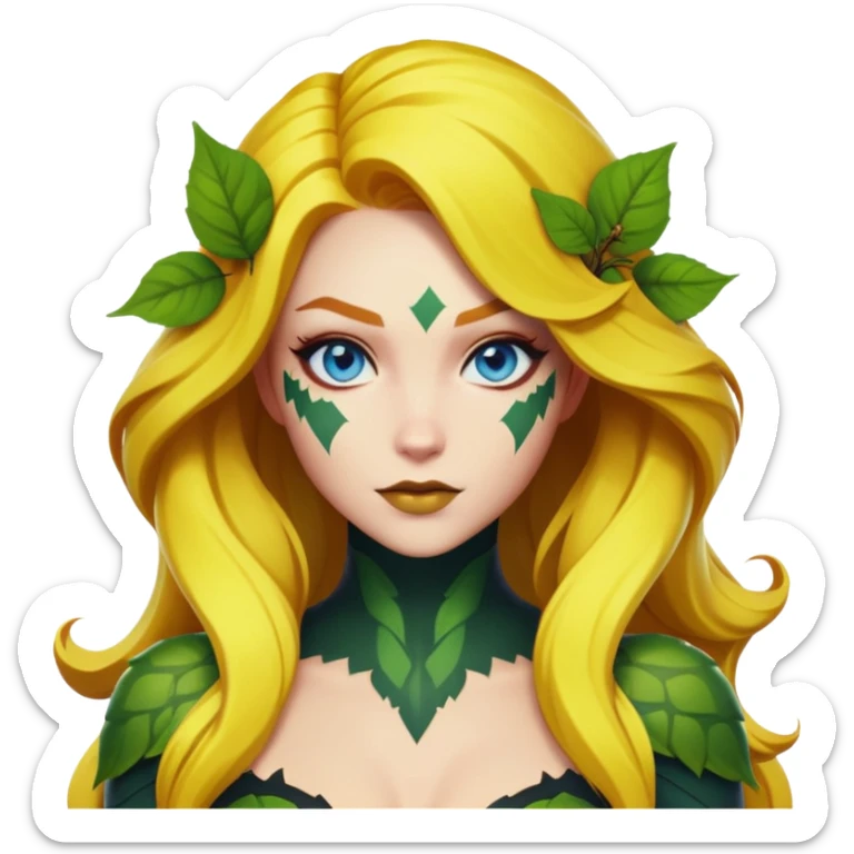 poison ivy fortnite skin blue eyes, yellow hair sticker