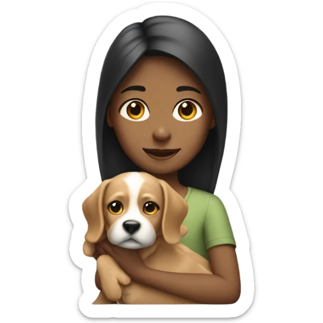 Girl holding a dog sticker