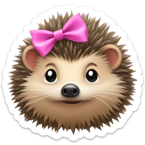 hedgehog with a pink bow sticker