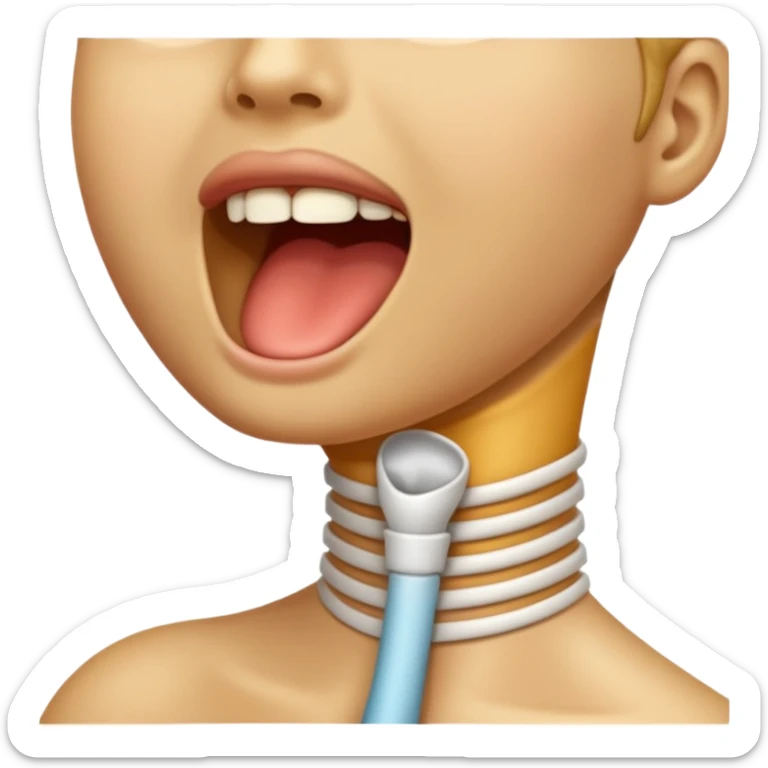 a clean, detailed emoji of a human throat, showing the neck front with subtle shading, simple anatomy, warm skin tone, smooth emoji style, no gore, no internal organs, friendly and clear medical-style icon
 sticker