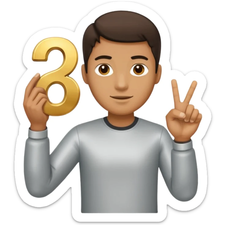 A Man holding the number 6 in one hand, and the number 7 in the other Hand.  sticker