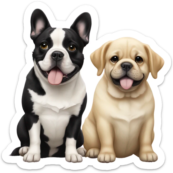 English cream golden retriever and an oreo colored frenchie as best friends sticker