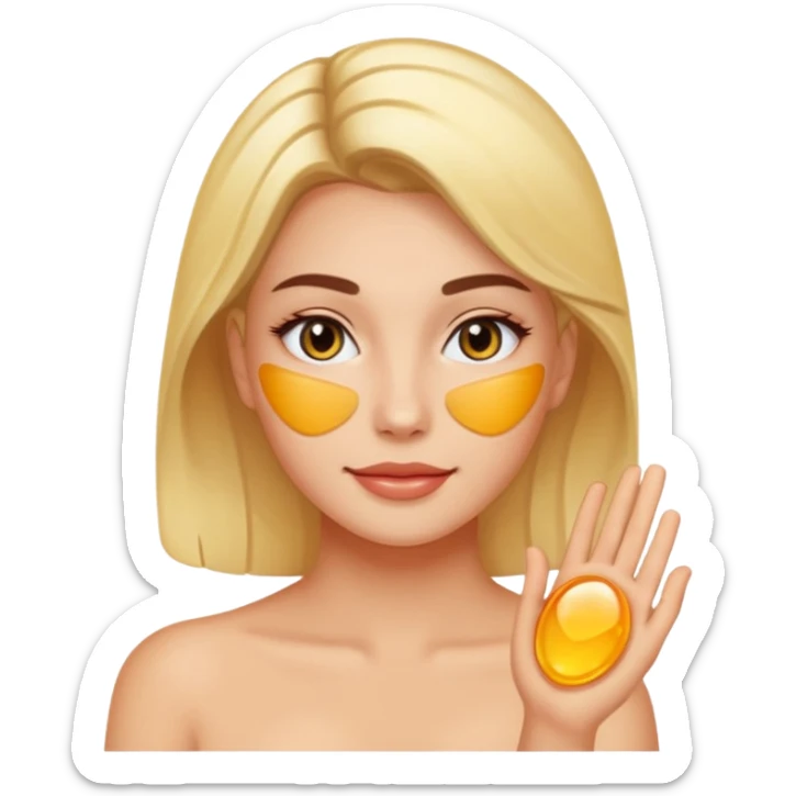 make an emoticon of a woman that has gel like under patches of skincare sticker