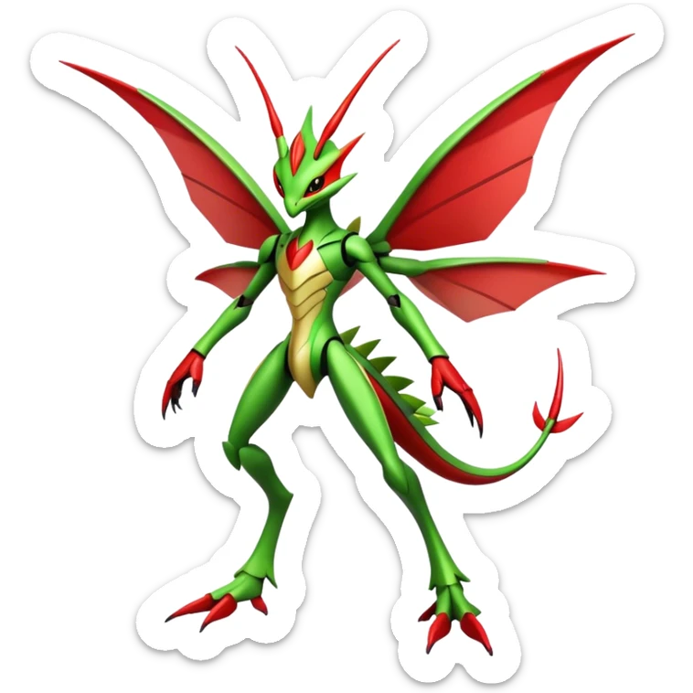  Cool Edgy Shiny Futuristic Ethereal Legendary Scizor-Kartana-Digimon-Schyther-Flygon-hybrid full body sticker