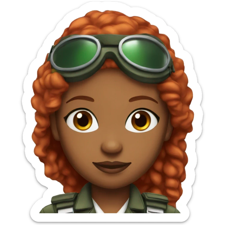 african american woman green eyes air plane pilot with red hair sticker