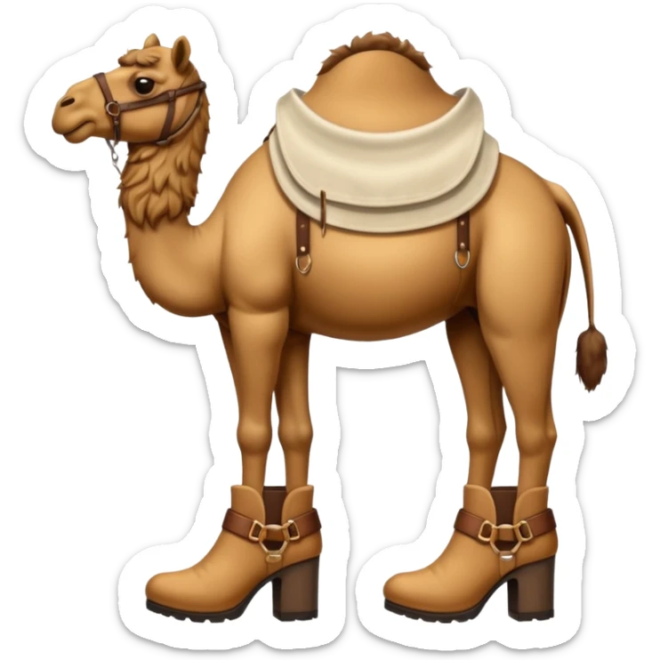 Camel Head Fridge Body Camel Legs Wear And Brown Boots And Background City sticker