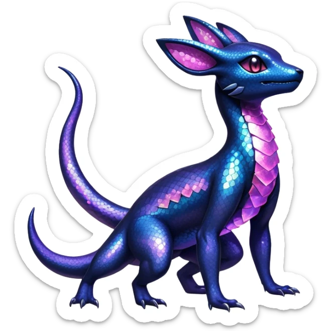 Sparkly Iridescent Shiny Salandit-Umbreon-Fakémon-hybrid-creature (full body)  sticker