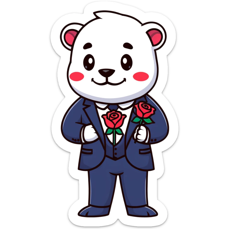 Beast from Beauty and the Beast with human mouth holding the enchanted rose, elegant formal outfit sticker