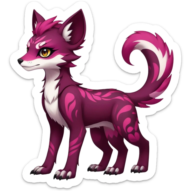 Vibrant dark edgy badass cool Falvie-Fionbri-creature-fursona, full body, with random markings sticker