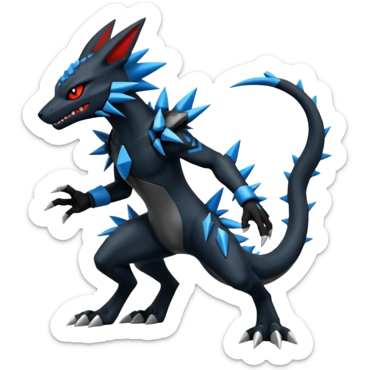 Edgy futuristic Zeraora-Salandit-Lucario-fusion sticker