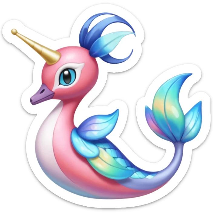 Colorful Exotic Meloetta-Swablu-Milotic-Cresselia-Primarina-Kirby-Fakémon-creature-hybrid sticker
