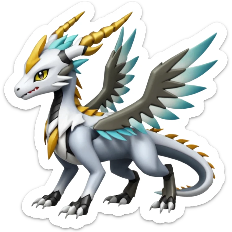 Meloetta-Wargreymon-Dutch-Angel-Dragon-Silvally-Kyurem-Trico-Pokémon-Digimon-Fakémon-fusion-hybrid-creature sticker
