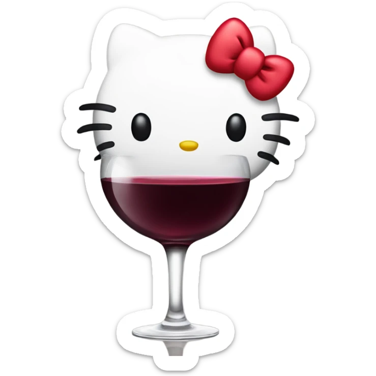 Hello Kitty drinking red wine sticker