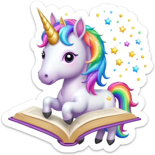 Unicorns read book
A full body of little majestic unicorn with rainbow mane holding an open book with magic sparks.












 sticker