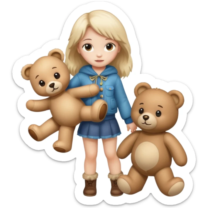 a full body of girl kid wearing fur clothing, playing teddy bear



















 sticker