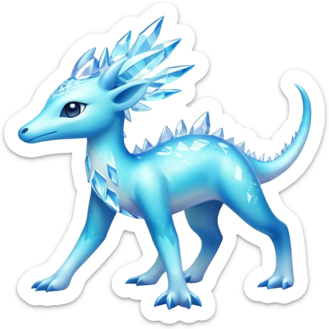 Shiny Exotic Colorful Amaura-Aurorus-Fakémon-hybrid-creature (full body)  sticker