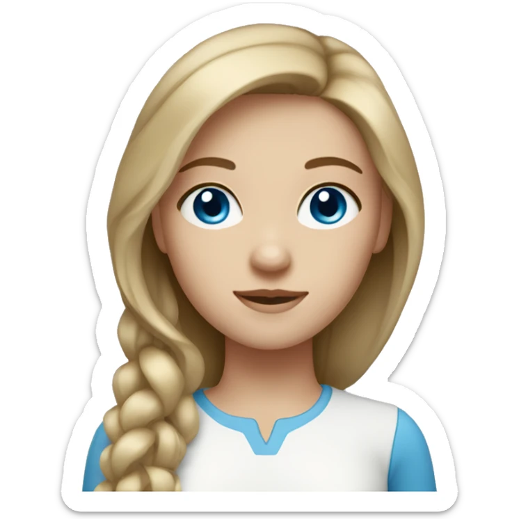 Girl with dark blonde hair, blue eyes, and fair skin sticker