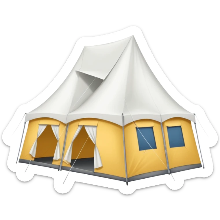 A cluster of three individual white canopy tents or pop-up tents sticker