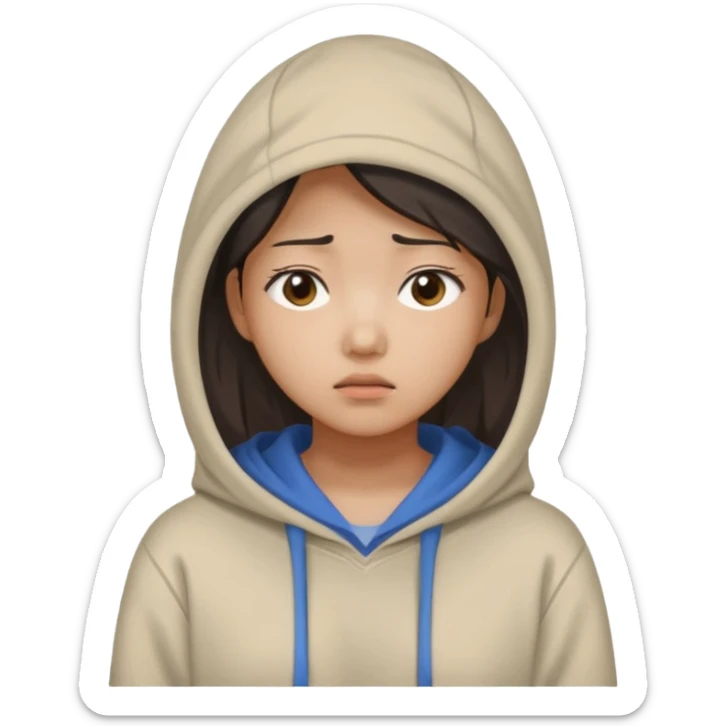 South Korean female college student with a worried face (melange hoodie) sticker